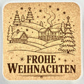 Frohe Weihnachten Cork Coaster – German Christmas Village Scene
