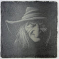 Forest Witch Portrait Slate Coaster – Dark Folklore Art