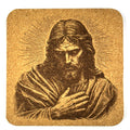 Sacred Heart Jesus Coaster, Christian Engraved Cork Coaster Faith Portrait