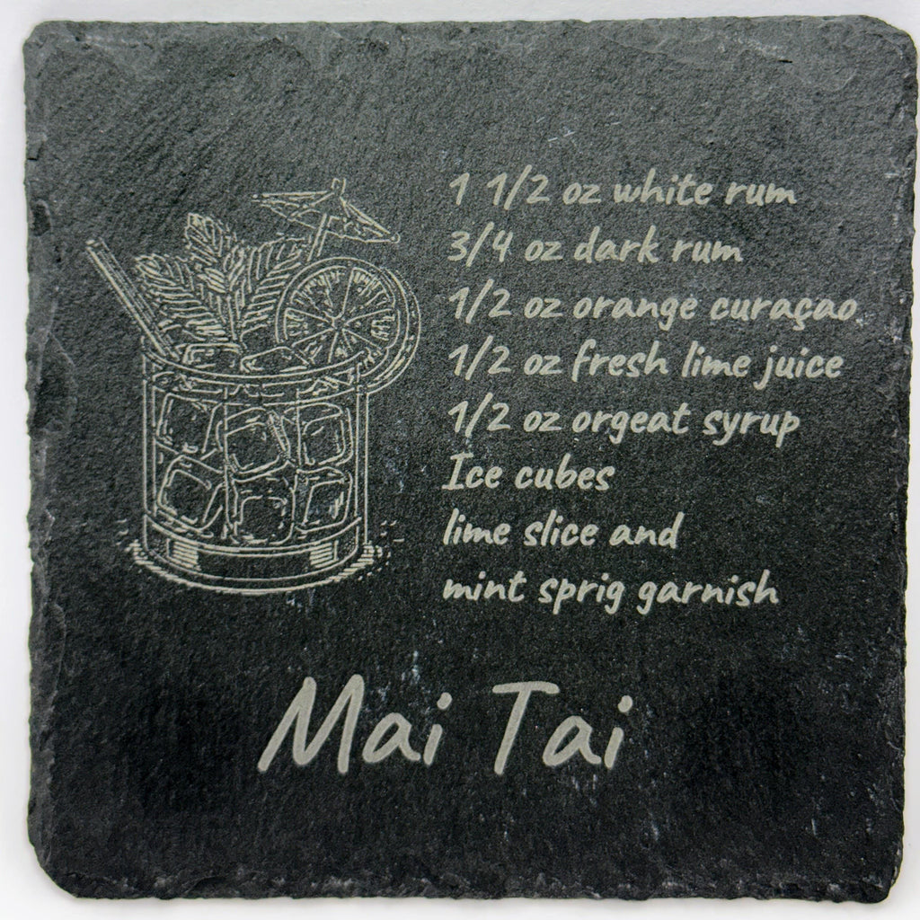 Mai Tai Recipe Slate Coaster – Tropical Cocktail Slate Bar Coaster