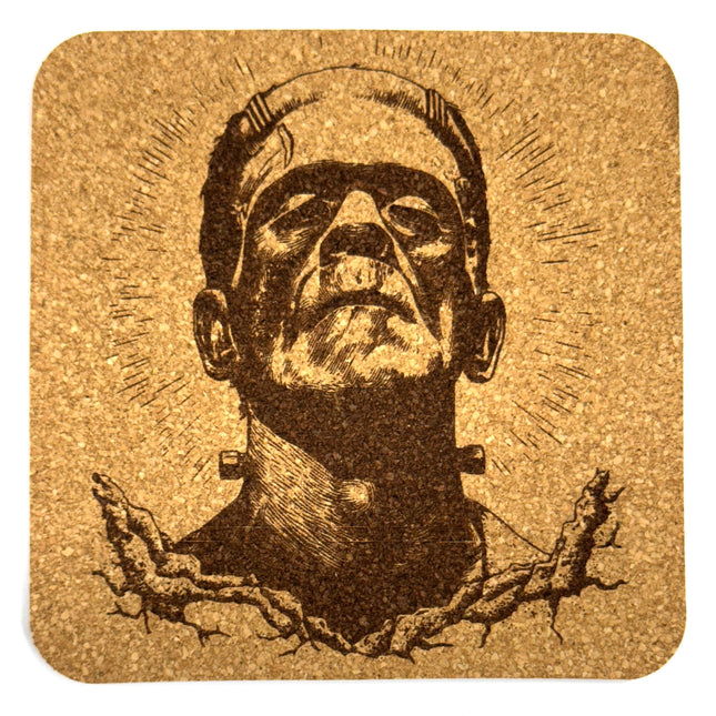 Classic Monster Portrait Vintage Horror Drink Cork Coaster – Gothic Bar Decor Gift