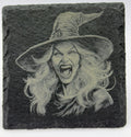 Screaming Fury Witch Portrait – Laser Engraved Slate Coaster