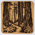 Forest Trail Coaster – Engraved Cork Coaster with Mountain Woodland Path