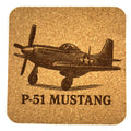 P-51 Mustang WWII Fighter Plane – Laser Engraved Cork Coaster