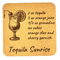 Tequila Sunrise Recipe Cork Coaster – Retro Cocktail Decor