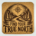 Find Your True North Cork Coaster – Compass & Mountain Decor