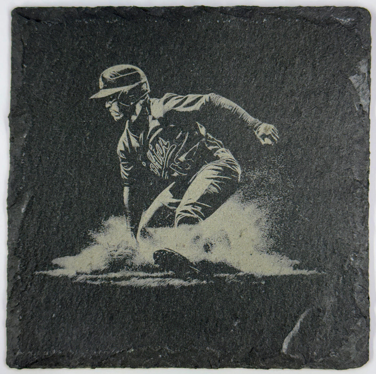 Baseball Slide into Base – Game Action Slate Coaster