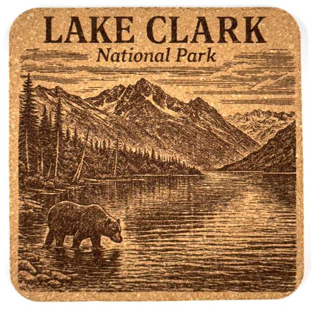 Lake Clark National Park Cork Coaster – Alaska Wildlife Art