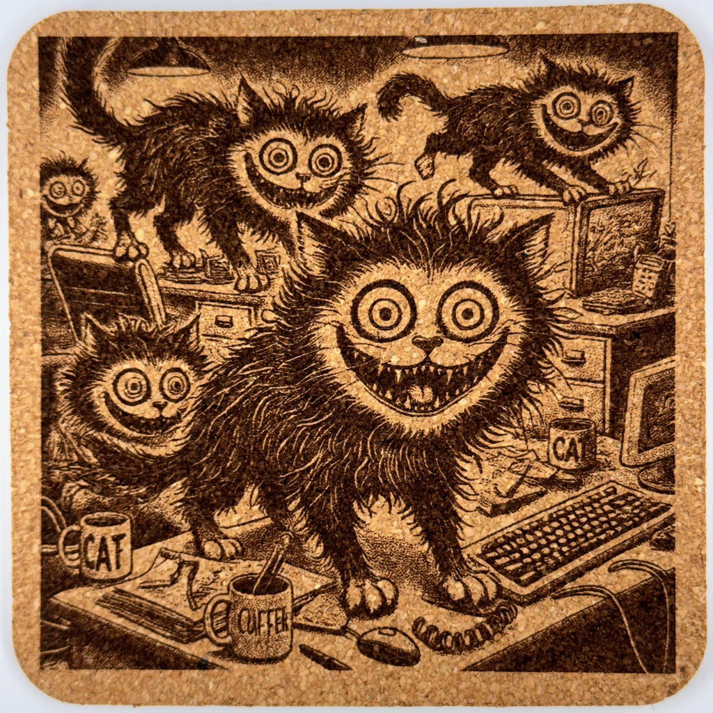 Catnip Cats – Keyboard Chaos Cheshire Coaster