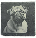Pug Lover Gift – Engraved Slate Coaster with Pug Face