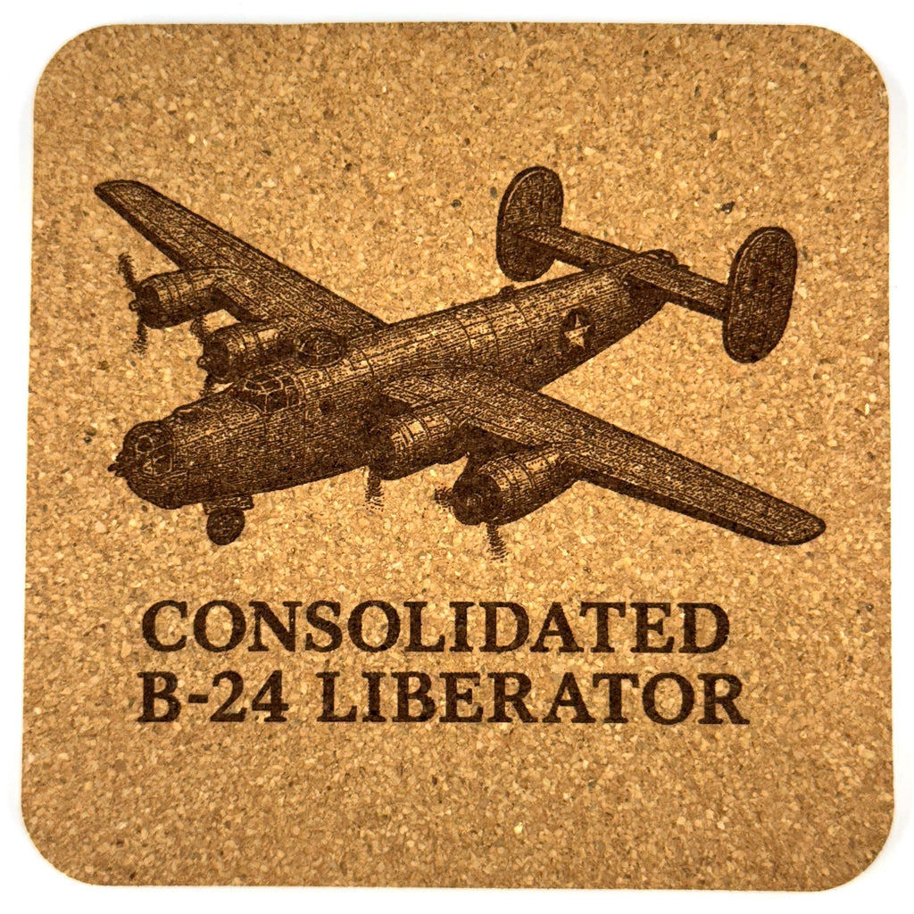 Consolidated B-24 Liberator Bomber – Laser Engraved Cork Coaster