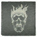 Burning Skull Slate Coaster – Dark Fire Skull Design