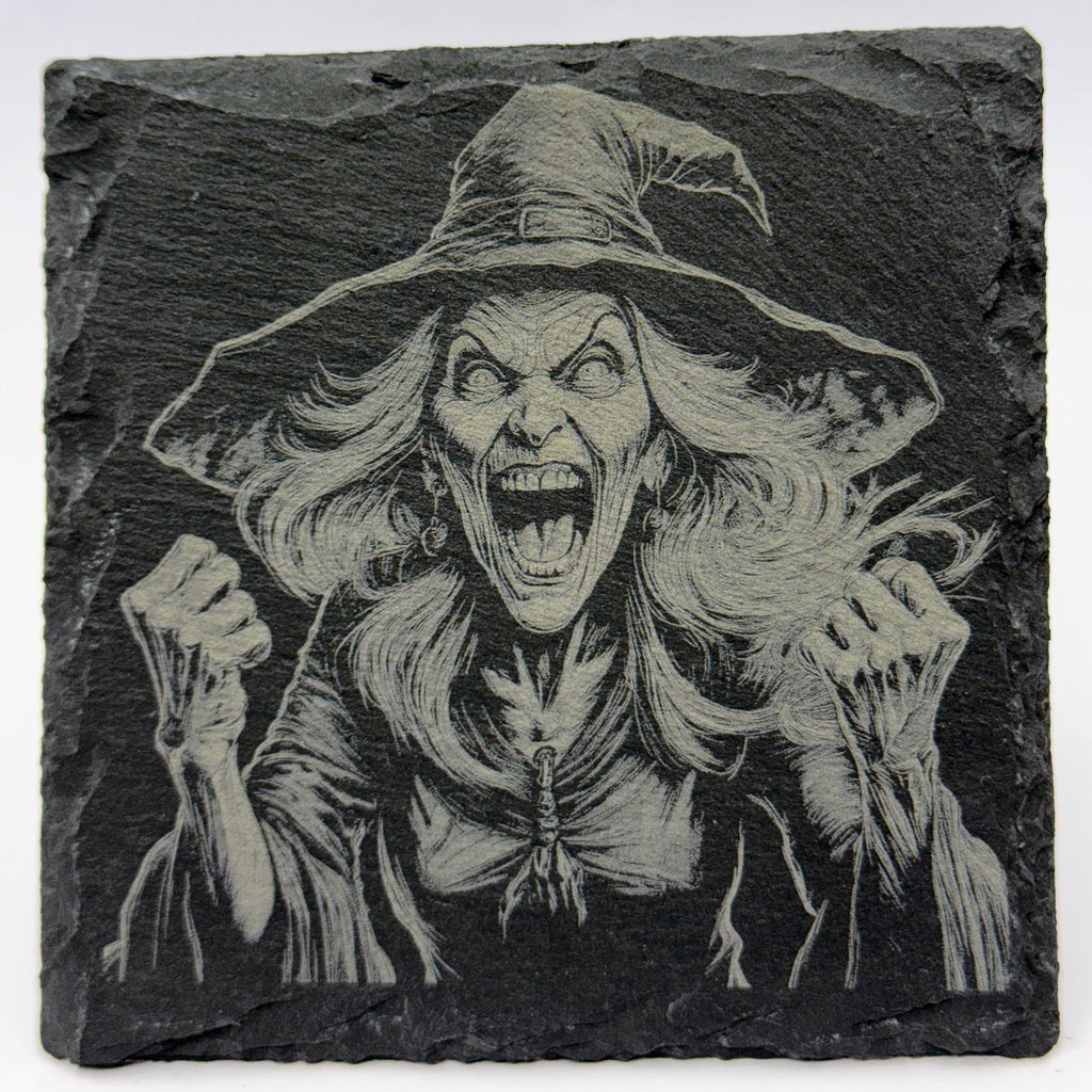 Wrath Unleashed Witch – Laser Engraved Slate Coaster