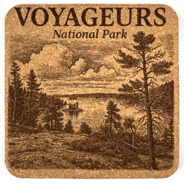 Voyageurs National Park Cork Coaster – Minnesota Lake Forest Engraved