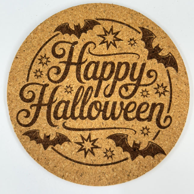 Happy Halloween Cork Coaster Spooky Bat Decor