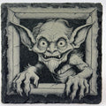 Wide-Eyed Gremlin Slate Coaster – Creepy Gothic Art