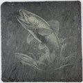 Jumping Fish Slate Coaster – Action Fishing Engraved Stone