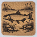 Trout Fishing Stream Artwork – Laser Engraved Cork Coaster