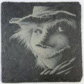 Grinning Scarecrow Slate Coaster – Spooky Harvest Art