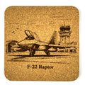 F-22 Raptor Fighter Jet Cork Coaster Aviation Art