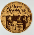 Christmas Stockings Cork Coaster – Cozy Fireplace Holiday Decor