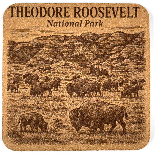Theodore Roosevelt National Park Cork Coaster – North Dakota Badlands Scene