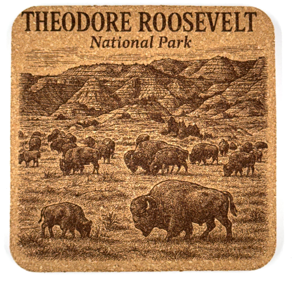 Theodore Roosevelt National Park Cork Coaster – North Dakota Badlands Scene