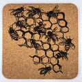 Honeycomb Bees Design – Botanical Cork Coaster