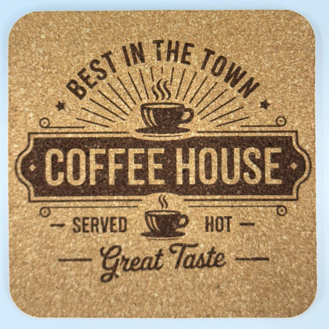 Best in the Town Coffee House Square Cork Coaster