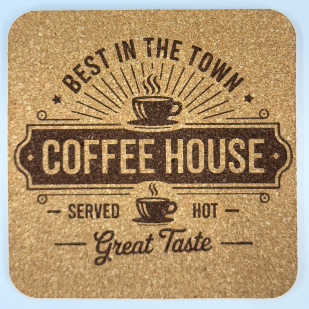 Best in the Town Coffee House Square Cork Coaster