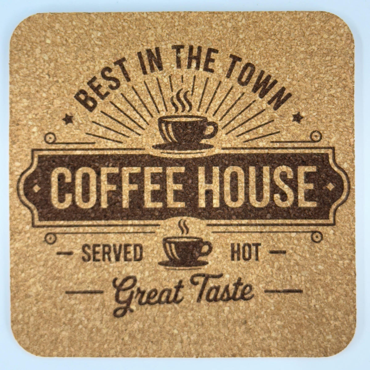 Best in the Town Coffee House Square Cork Coaster