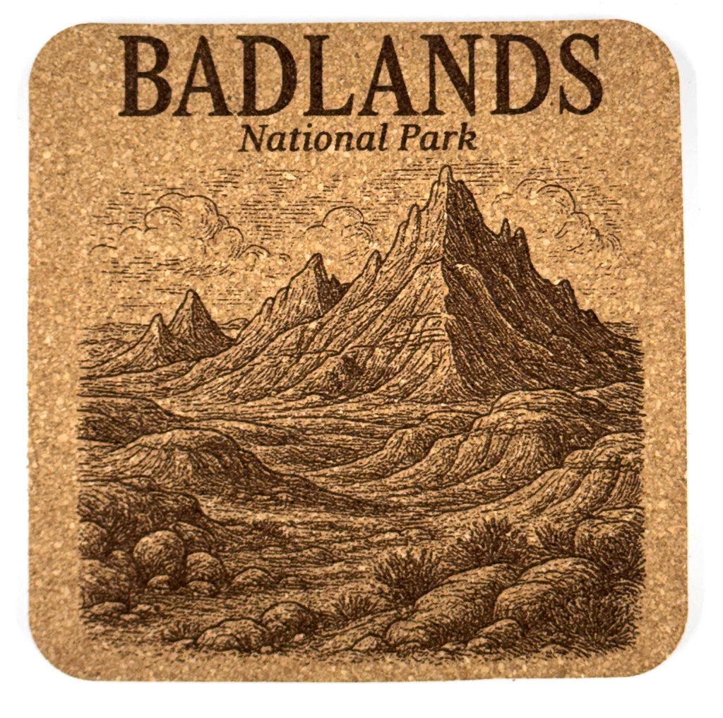 Badlands National Park Cork Coaster – South Dakota Prairie Landscape