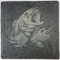 Big Splash Fish Slate Coaster – Bold Jumping Fish Engraved Stone