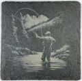 Fly Fishing River Scene Slate Coaster – Casting in Mountain Waters