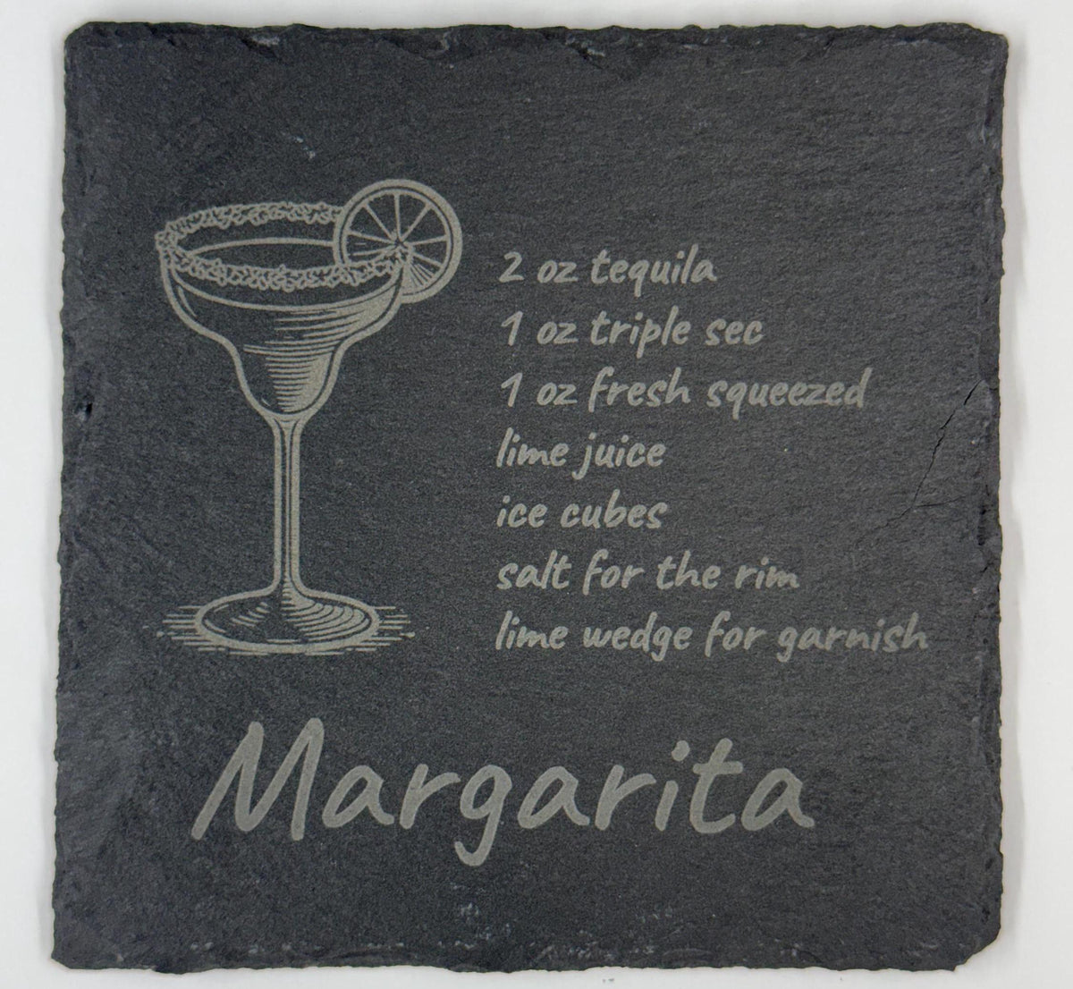 Cocktail Recipe Slate Coasters – Laser Engraved with Iconic Drinks - 4 Different Drinks