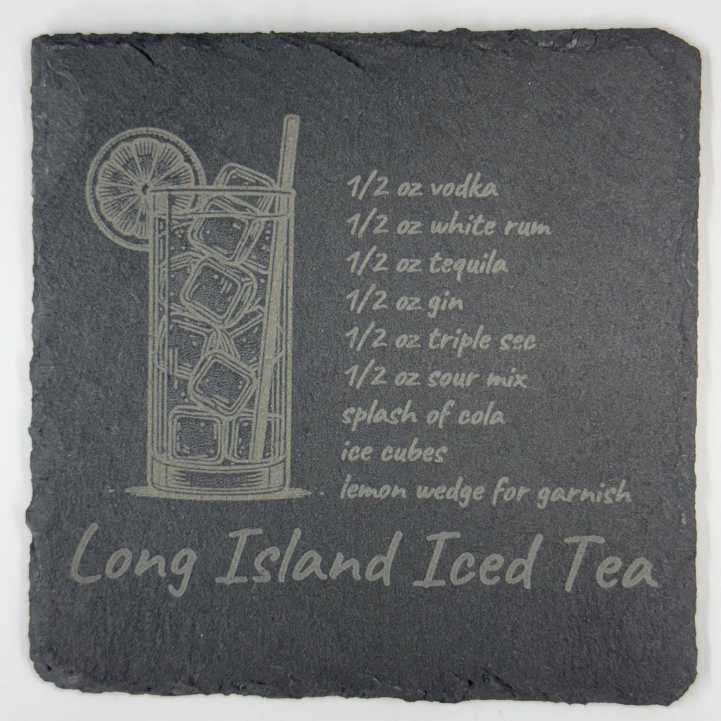 Cocktail Recipe Slate Coasters – Laser Engraved with Iconic Drinks - 4 Different Drinks