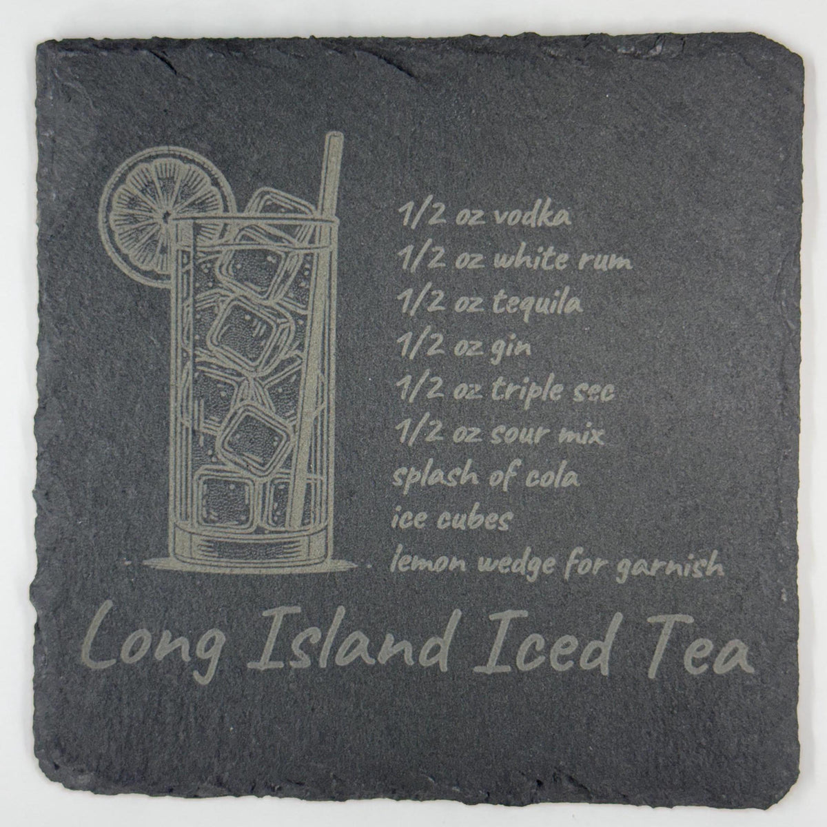 Cocktail Recipe Slate Coasters – Laser Engraved with Iconic Drinks - 4 Different Drinks