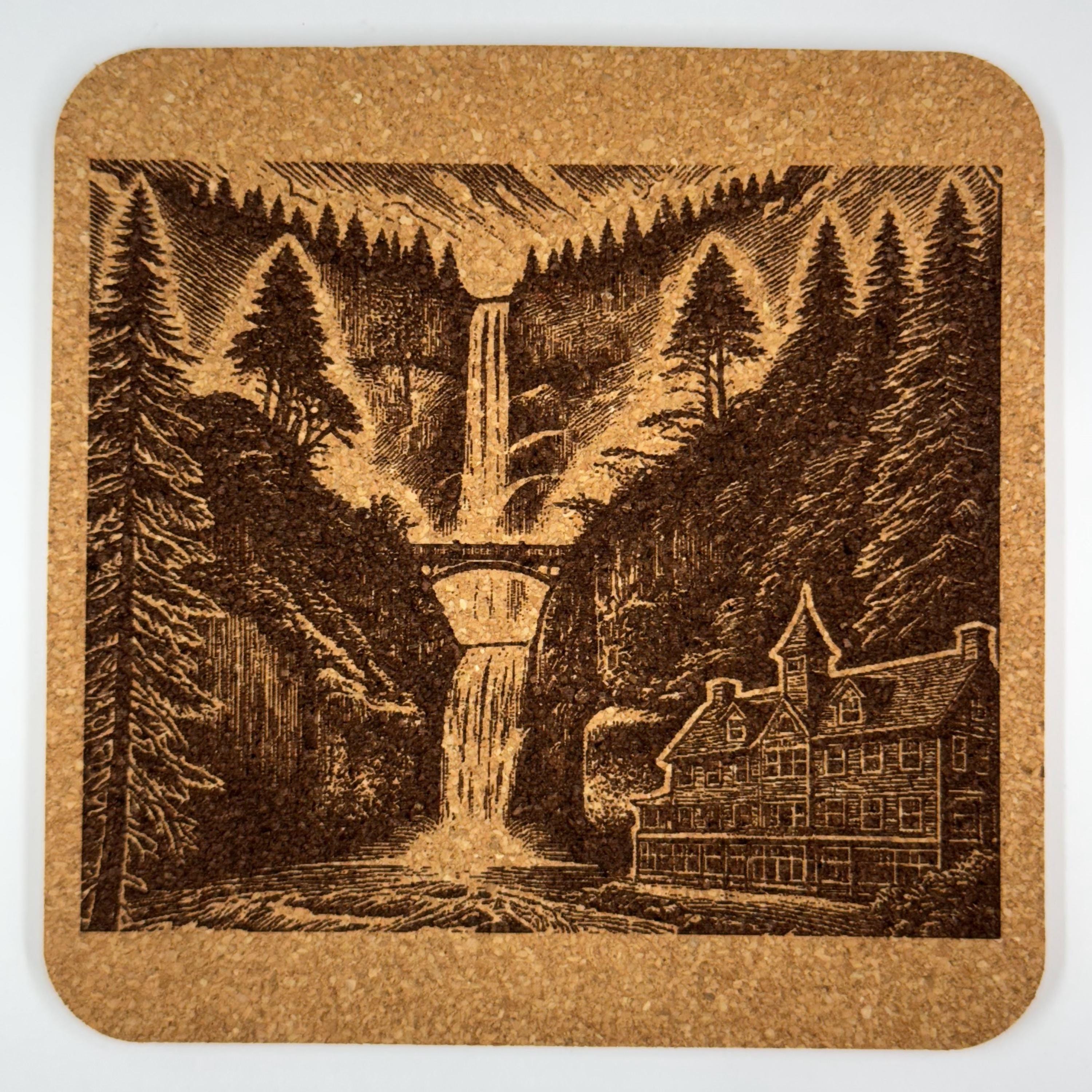 Pacific Northwest Oregon Scenes - Set of 4 Laser Engraved Cork Coasters