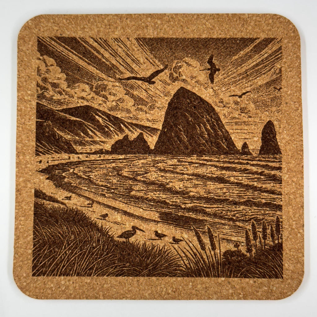 Pacific Northwest Oregon Scenes - Set of 4 Laser Engraved Cork Coasters