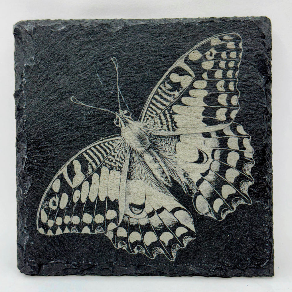 Butterfly Garden Decor, Nature Lover Gift, Set of 4 Laser Engraved Slate Coasters