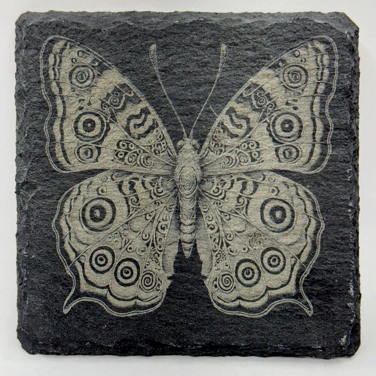 Butterfly Garden Decor, Nature Lover Gift, Set of 4 Laser Engraved Slate Coasters