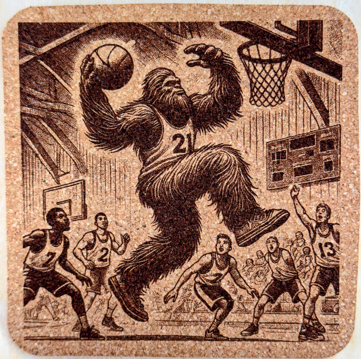 Bigfoot Sports Coaster Set – 4-Pack 4" Cork Coasters