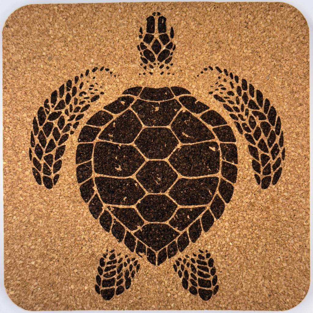 Sea Turtle Coasters Set of 4 Laser Engraved Cork Coaster