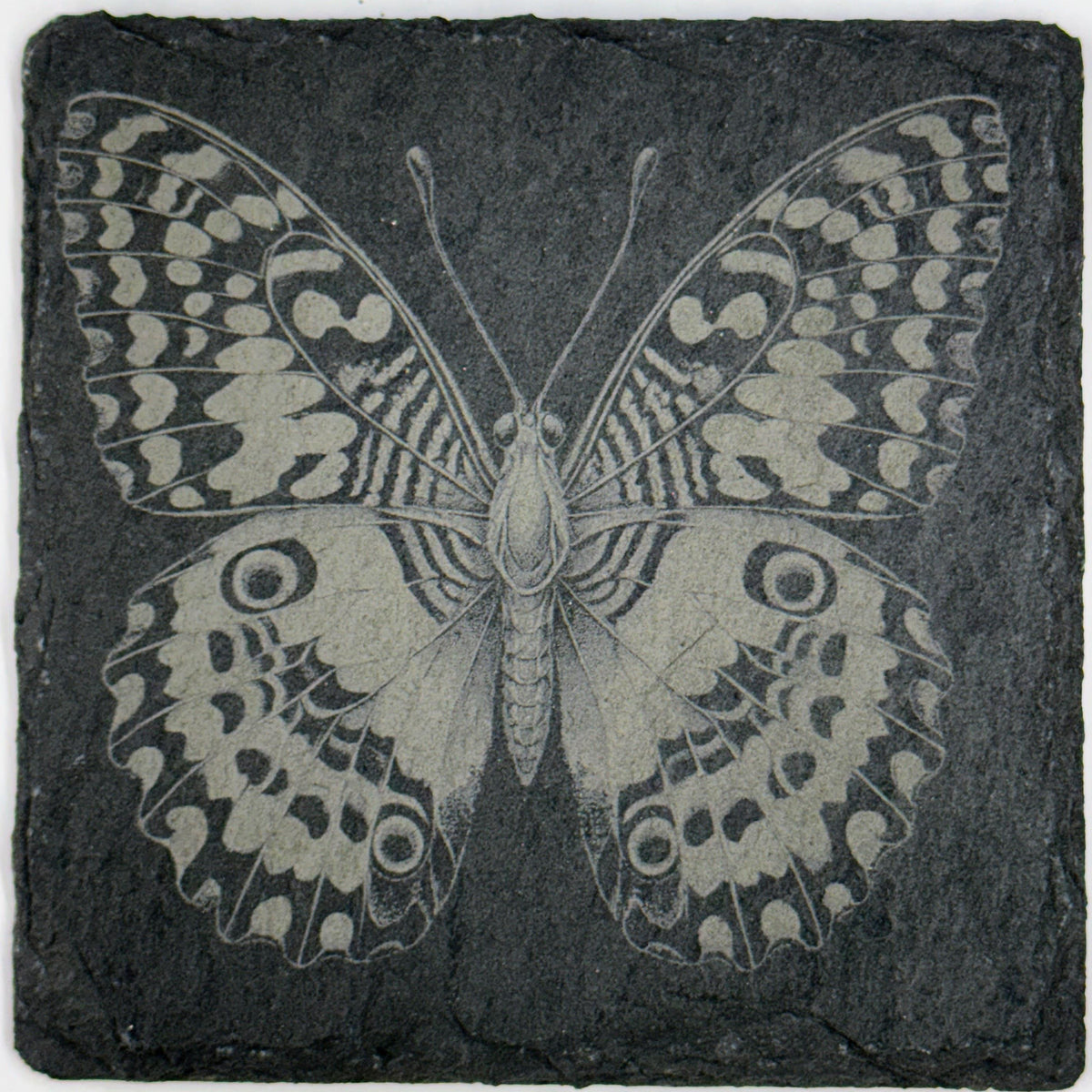 Butterfly Garden Decor, Nature Lover Gift, Set of 4 Laser Engraved Slate Coasters