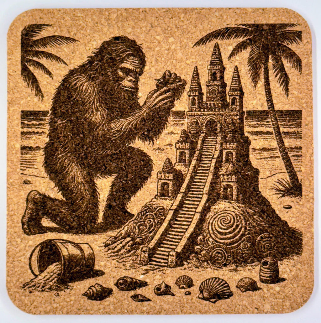 Tropical Bigfoot – Set of 4 Laser Engraved Cork Coasters