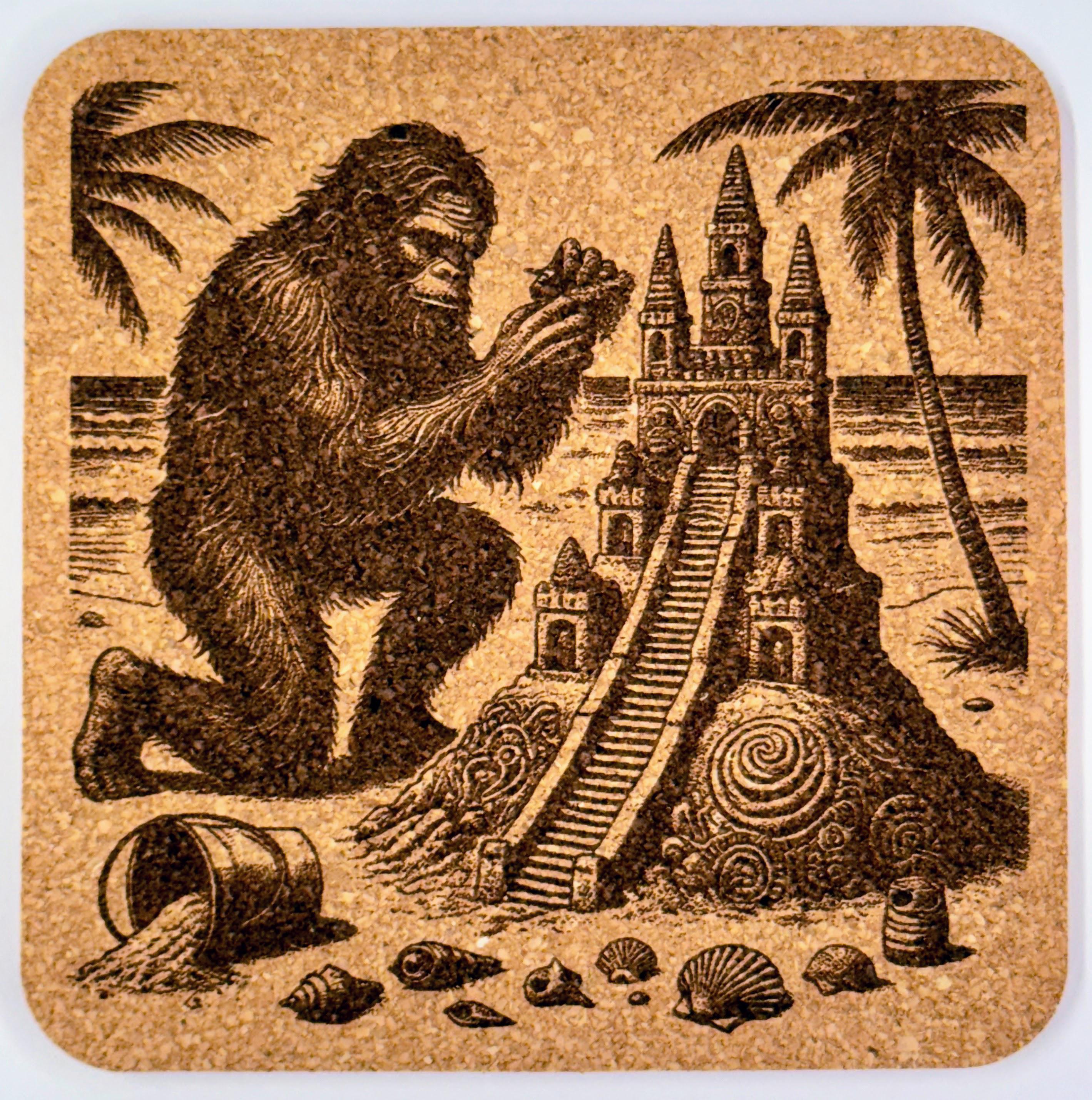 Tropical Bigfoot – Set of 4 Laser Engraved Cork Coasters