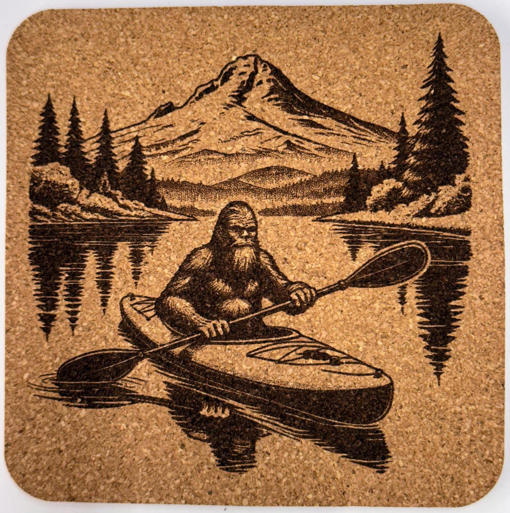 Explore the Pacific Northwest Outdoors with Bigfoot - Set of 4 Cork Coasters