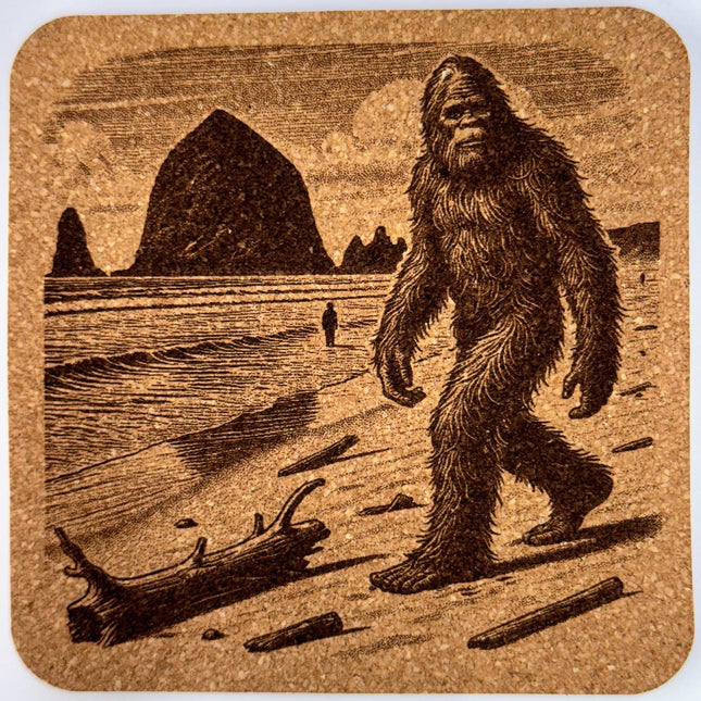 Explore the Pacific Northwest Outdoors with Bigfoot - Set of 4 Cork Coasters