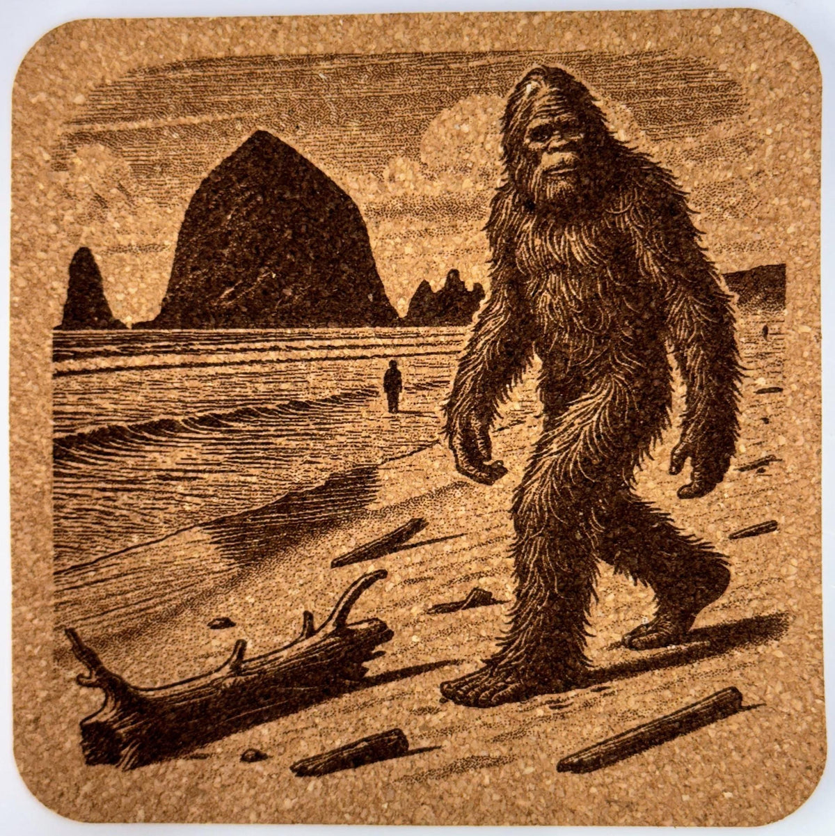 Explore the Pacific Northwest Outdoors with Bigfoot - Set of 4 Cork Coasters
