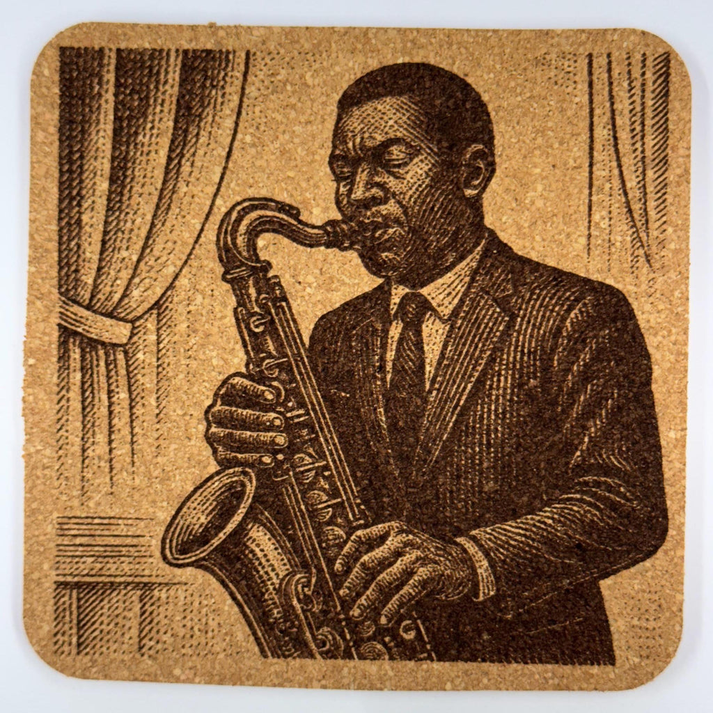 Jazz and Blues Legends Set of 4 Laser Engraved Cork Coasters